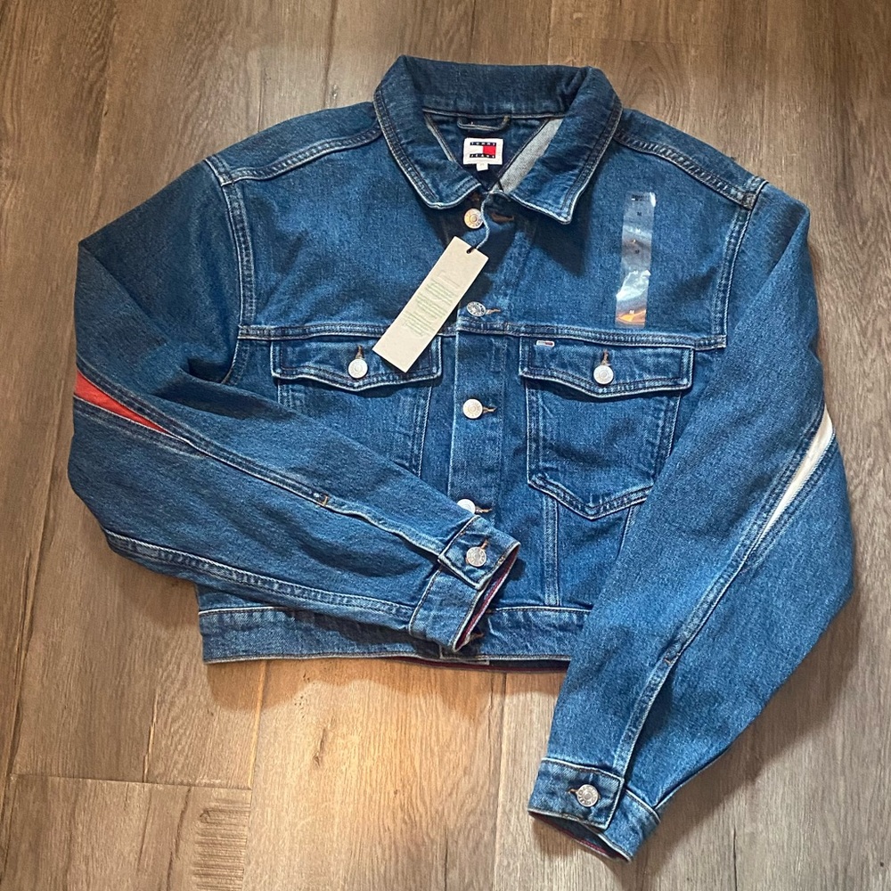 Tommy Hilfiger jeans Claire cropped denim flag jacket-Size M